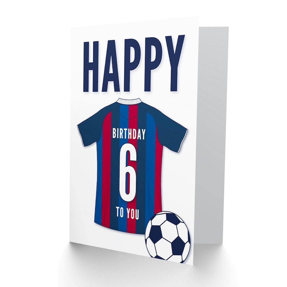 image 1 of Football Strip Kit Red Striped Top Age 6 Year Old Child Kids 6th Birthday Card