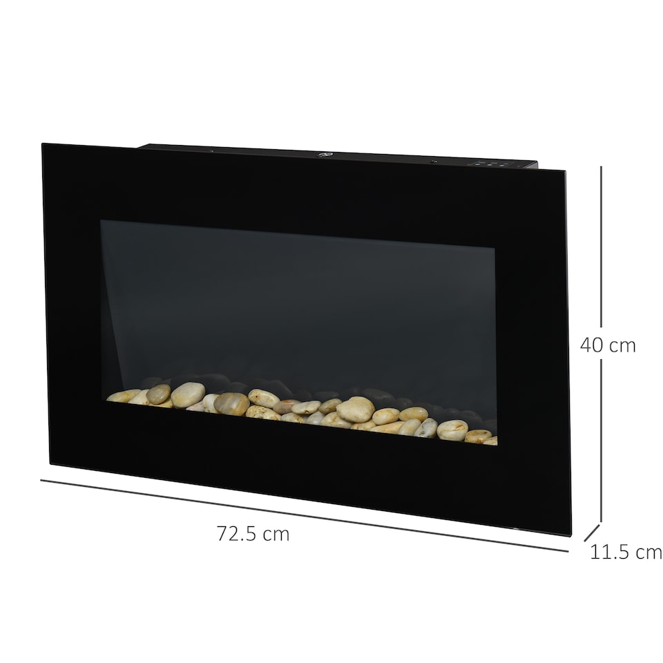 image 1 of HOMCOM 1000W2000W Electric Wall Fireplace w LED Flame Effect Timer Remote Sleek Stylish Safe Home Heating