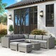 image 2 of Outsunny 6PC PE Rattan Corner Sofa Set Outdoor Conservatory Furniture w/ Cushion