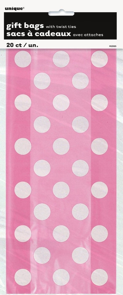 image 1 of Unique Polka Dot Cellophane Bags | Pink