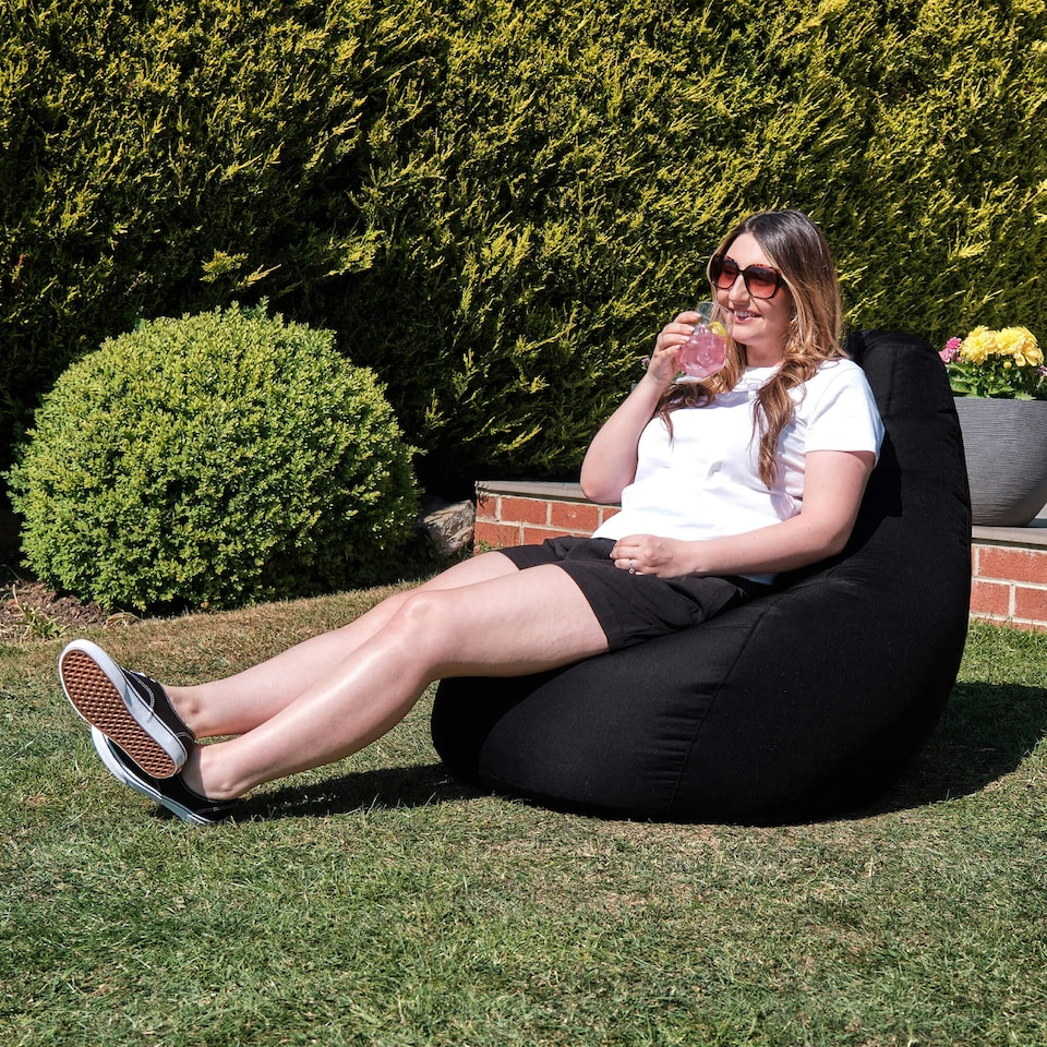 image 1 of icon Recliner Indoor Outdoor Bean Bag Black Bean Bag Chair Black