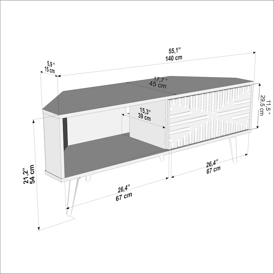 image 1 of Decorotika Modern Mora Corner TV Unit for TVs up to 63 inches