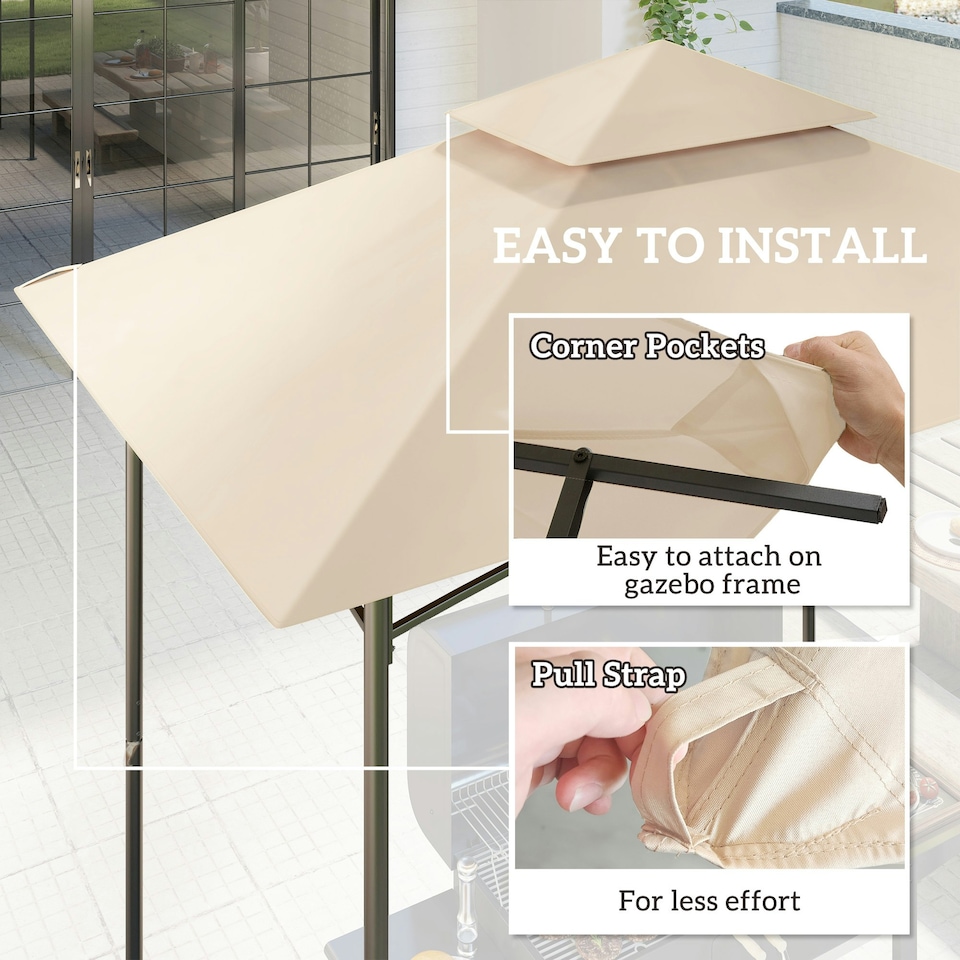 image 1 of Outsunny Grill Gazebo Cover Roof Replacement for 1.5 x 2.4m Frame, Beige