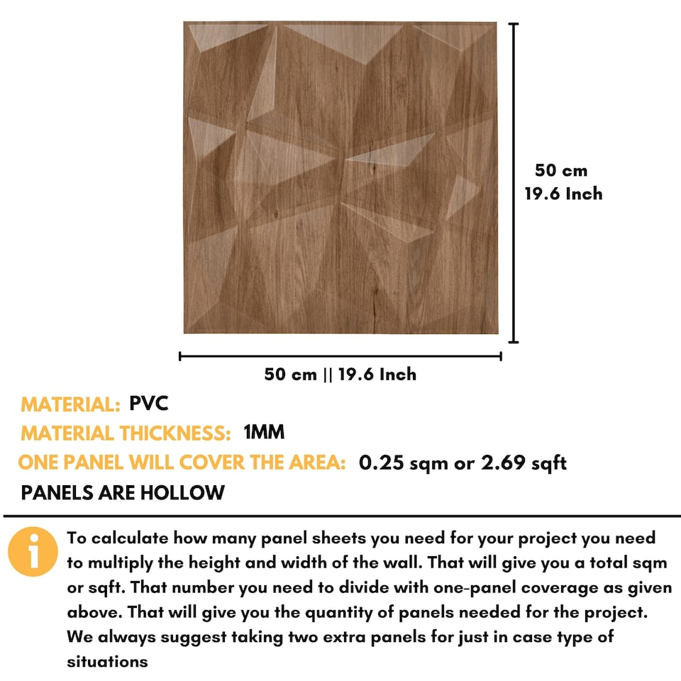 image 1 of NOVECRAFTO Geometric Diamond 3D Wall Panels – 6 Sheets Covering 1.5 sqm (16.15 sqft) – Matte PVC Cladding Panels 50x50cm Diamond Design | Black