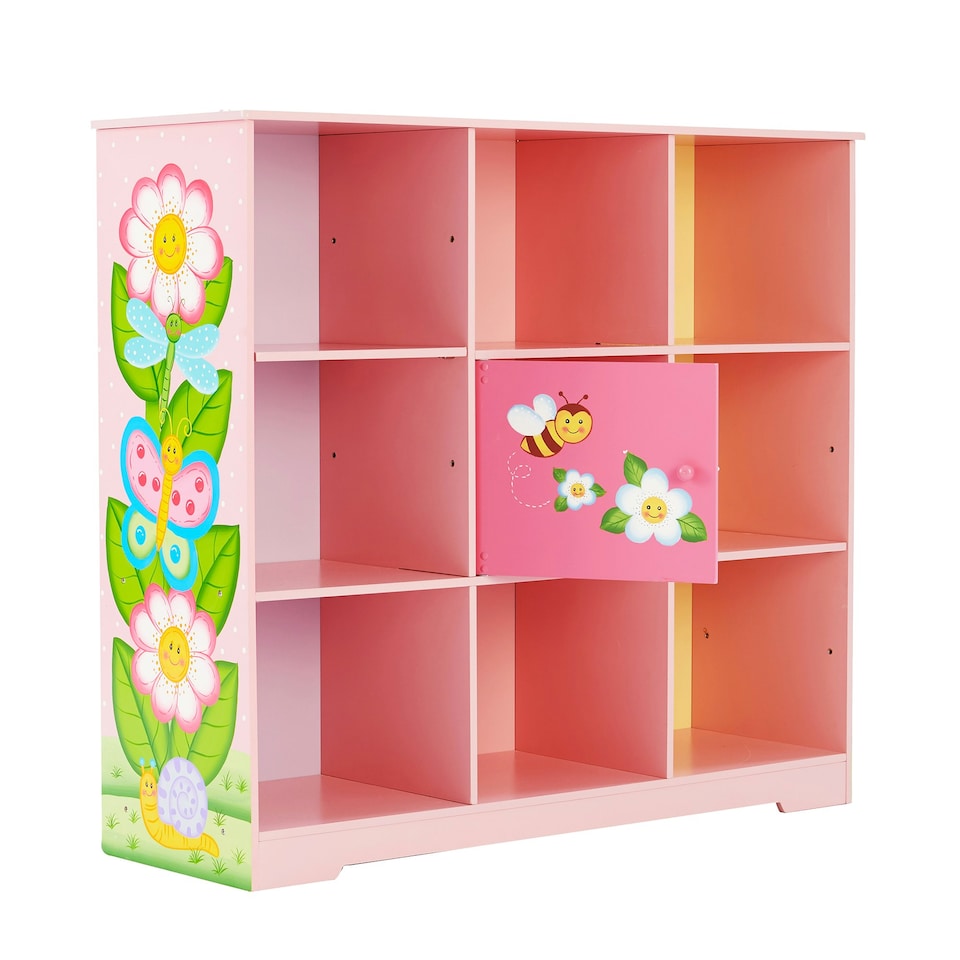 image 1 of Teamson Kids Magic Garden Kids Wooden Adjustable 3 x 3 Cube Storage Unit, Pink