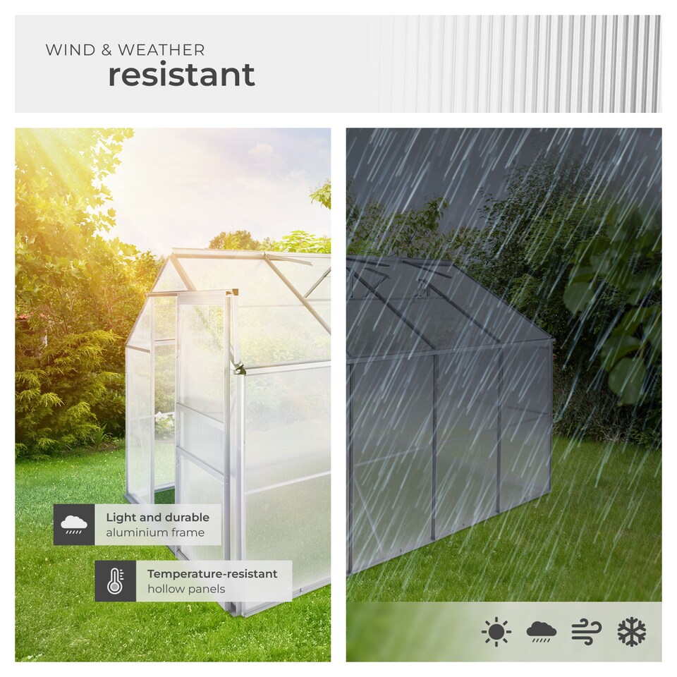 image 1 of Aluminium greenhouse, UV-resistant, 185x250x195cm