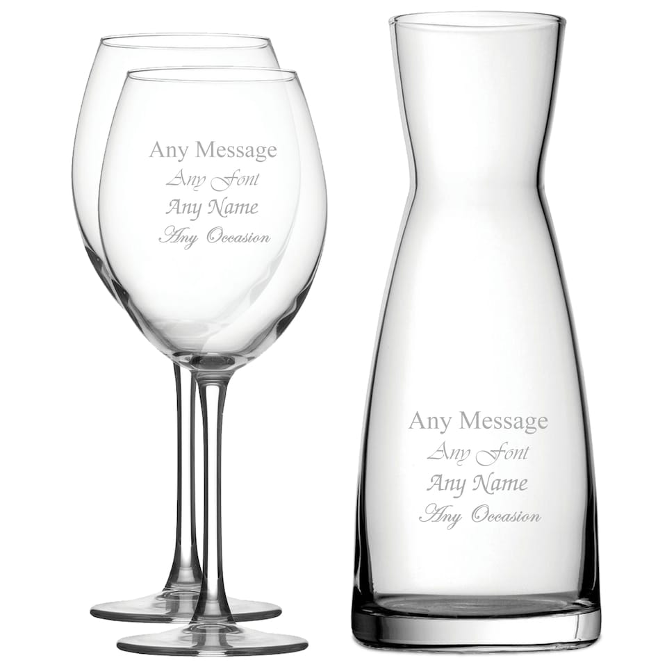 image 1 of Personalised Engraved Enoteca Wine Glass and Carafe Set for Friend