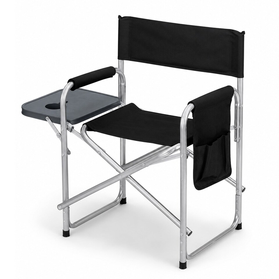 image 1 of Folding Lightweight Outdoor Portable Directors Camping Chair | Black