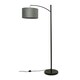 image 3 of ValueLights Preto Black Metal Curve Stem Floor Lamp with a Grey Velvet Shade