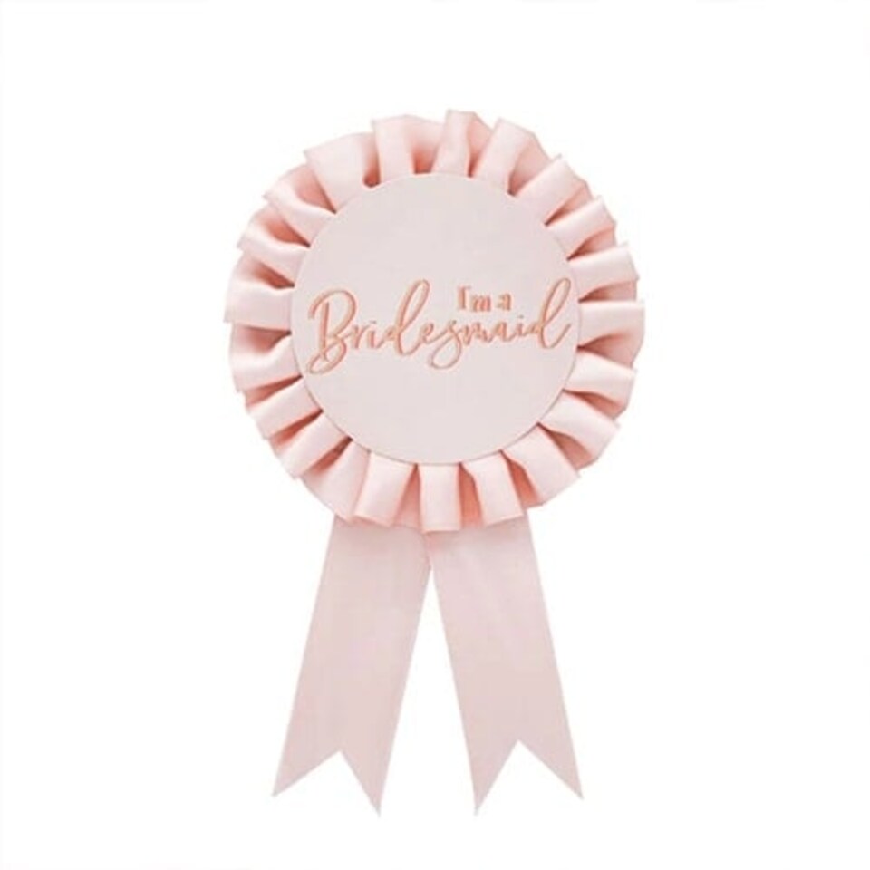 image 1 of Rose Gold Bridesmaid Rosette Hen Party Badge 20cm