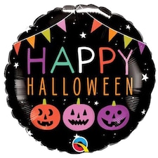 Halloween Pumpkins & Banners Round Foil Helium Balloon 46cm / 18 in