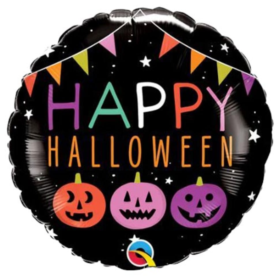image 1 of Halloween Pumpkins & Banners Round Foil Helium Balloon 46cm / 18 in