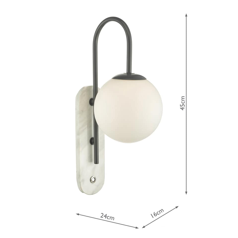 image 1 of Deuce Bathroom Wall Light Marble Opal Glass IP44