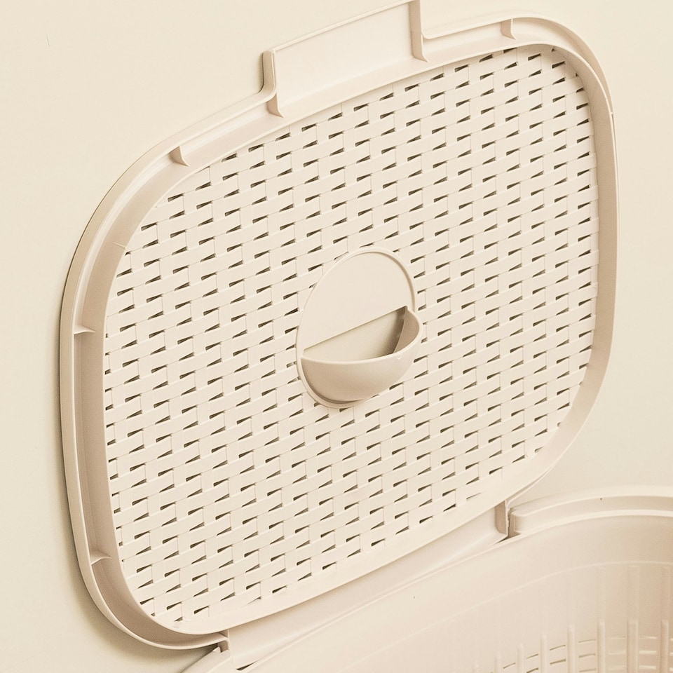 image 1 of Addis Rattan Effect 50L Laundry Hamper - Cream