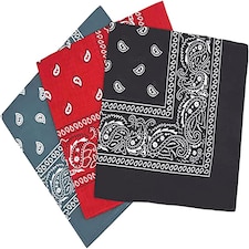 KAV 55x55cm Set of 3 Bandanas face mask Assorted Paisley Bandana - Head Wrap Scarf Wristband for Outdoor Sports, Hiking, Cycling (Black, Red, Dark Gray)