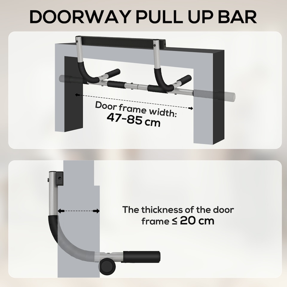 image 1 of HOMCOM Indoor Fitness Door Horizontal Bar Pull-ups Home Gym Upper Body Workout