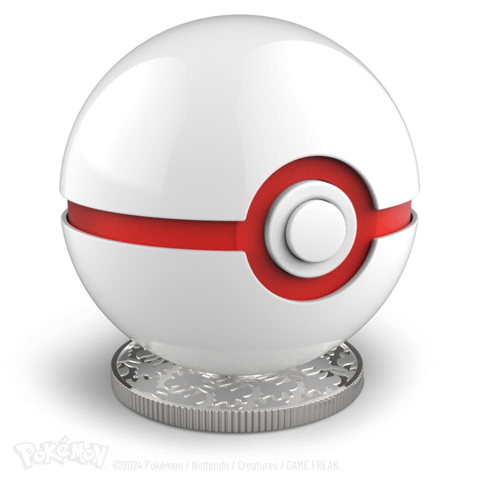 image 1 of Pokémon Die-Cast Mini Premier Ball Replica | White