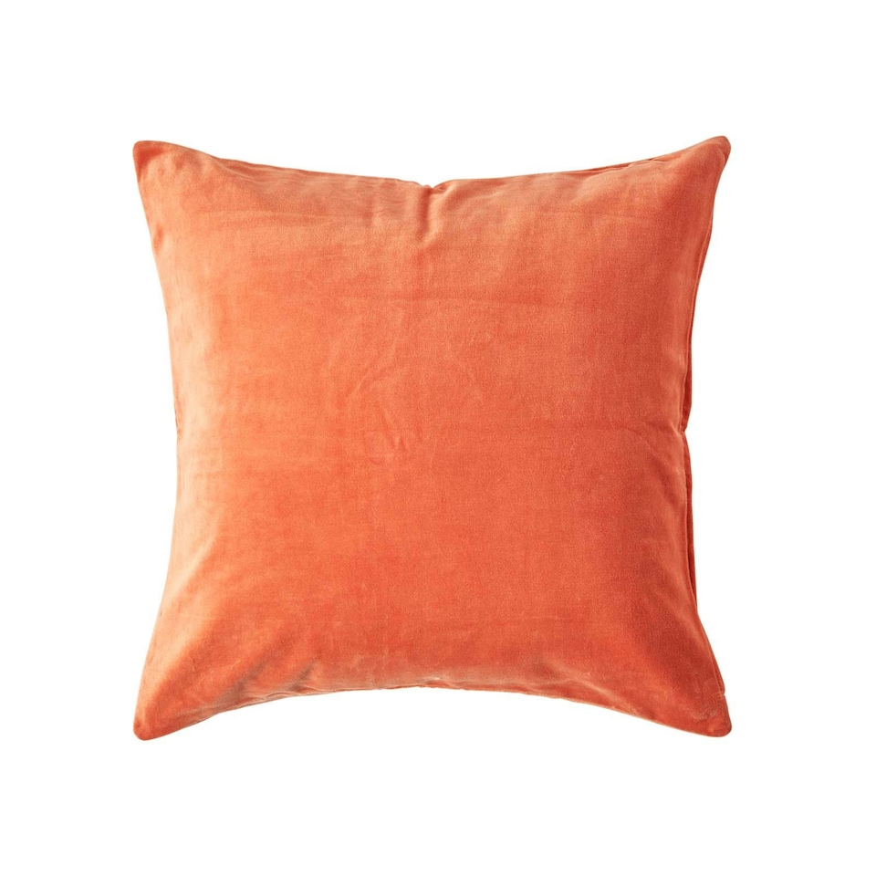 image 1 of Homescapes Burnt Orange Velvet Cushion Cover - 60 x 60 cm | Orange | 60 x 60 cm | 1