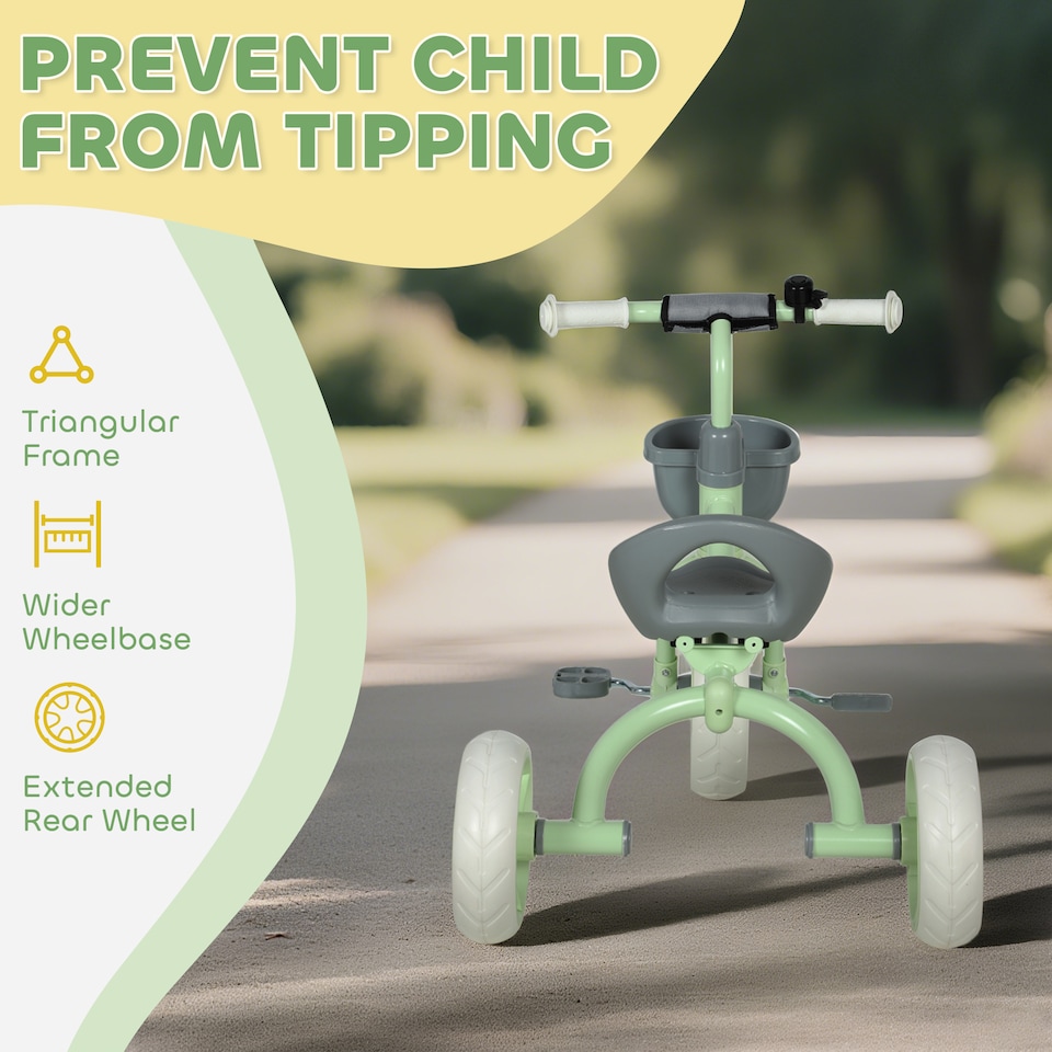 image 1 of AIYAPLAY Kids Trike for Ages 2-5 Years, Toddler Tricycle with Front Basket and EVA Wheels, Indoor & Outdoor Use, for Boys and Girls | Green