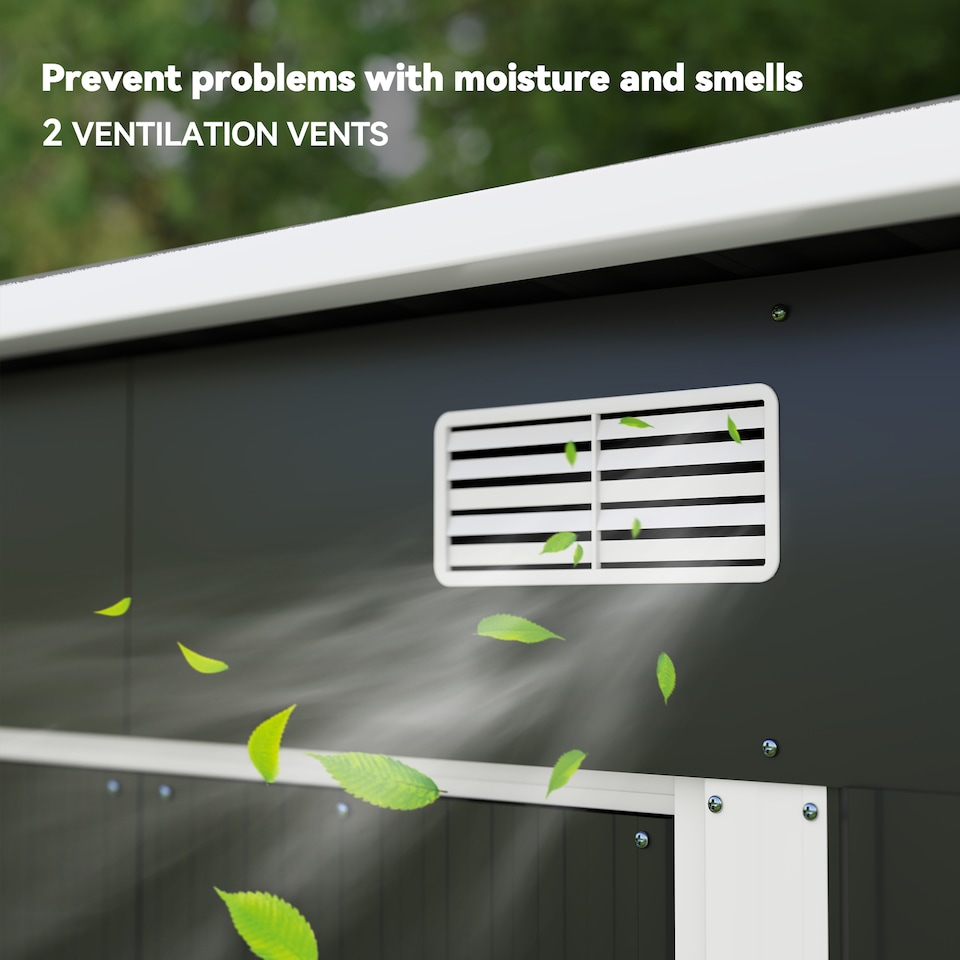 image 1 of Outsunny 7 x 4ft Outdoor Storage Shed, Lean to Metal Garden Shed with Foundation Kit for Log, Rubbish Bin, Tool, Lawnmower, Bike, Black