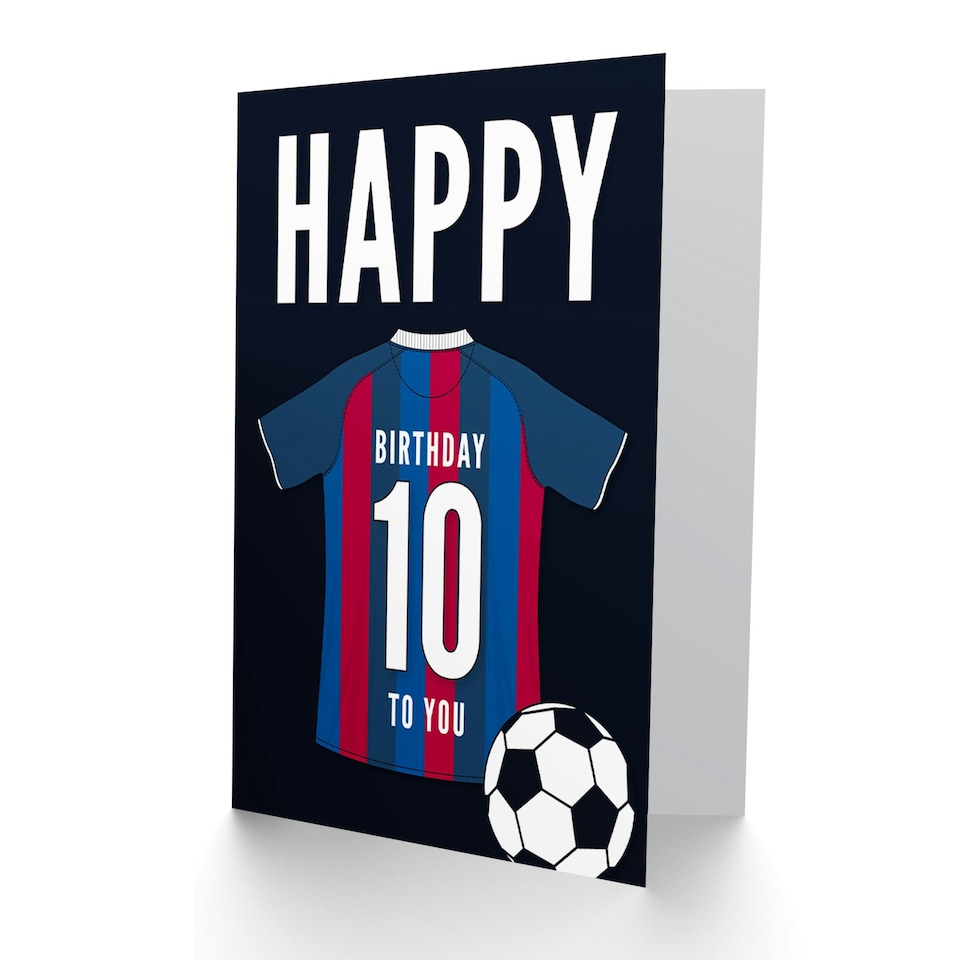 image 1 of Football Strip Kit Red Striped Top 10 Year old Kids 10th Birthday Card