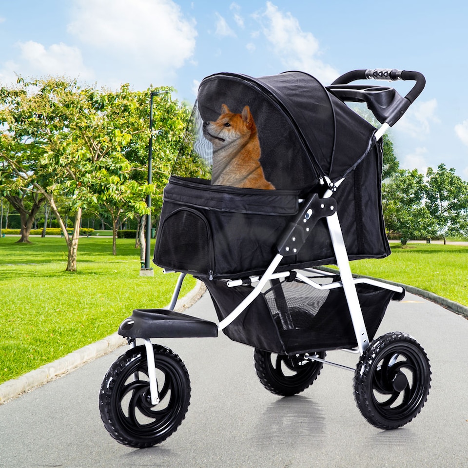 image 1 of Skylos Pet Stroller Pram Dog Carrier Trailer Strollers 3 Wheels Foldable