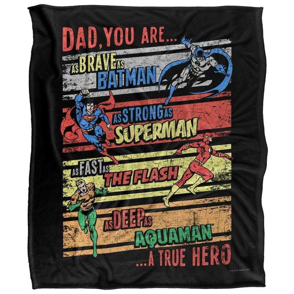 image 1 of Justice League Hero Dad Blanket - Multicoloured - One Size