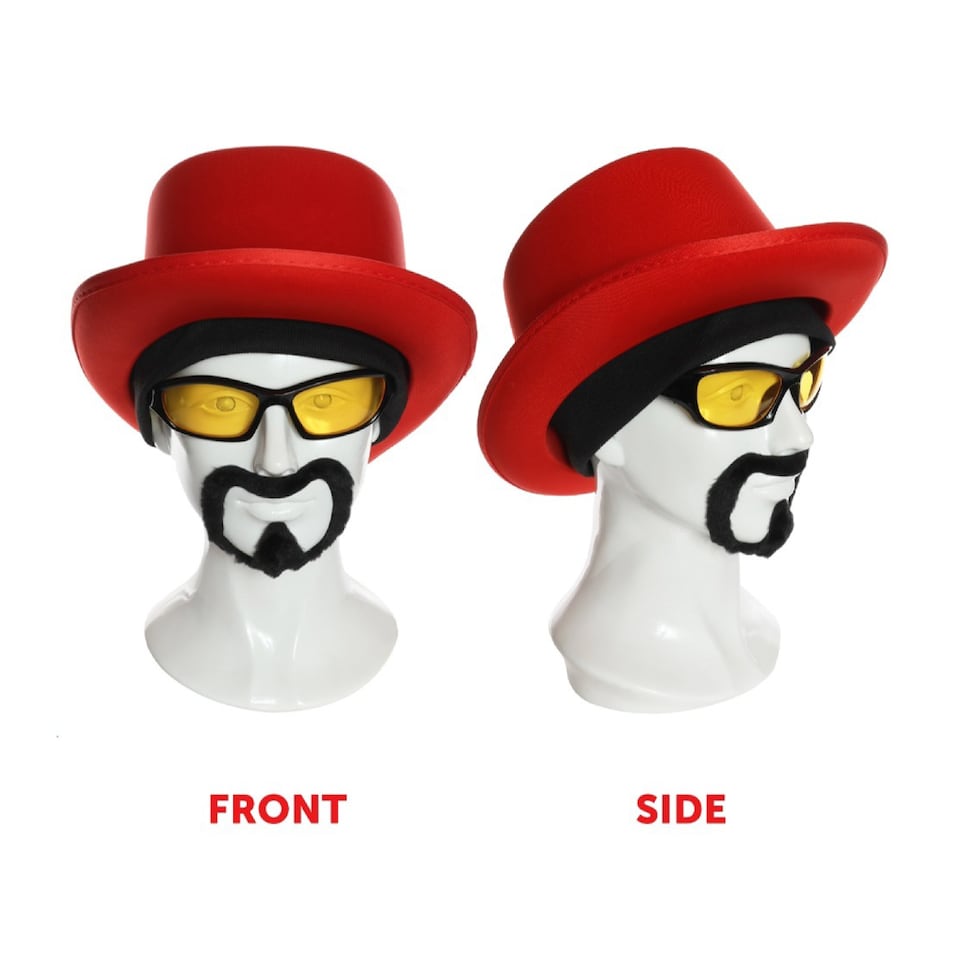 image 1 of 90's Rapper Set - Top Hat, Beanie, Glasses, Goatee, Chain and Cane | Multi | One Size
