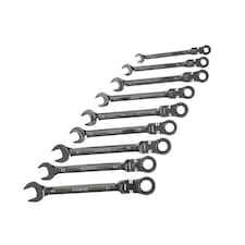 Faithfull Ratchet Combination Spanner Flex Head Set, 9 Piece - Multi Colour - One Size
