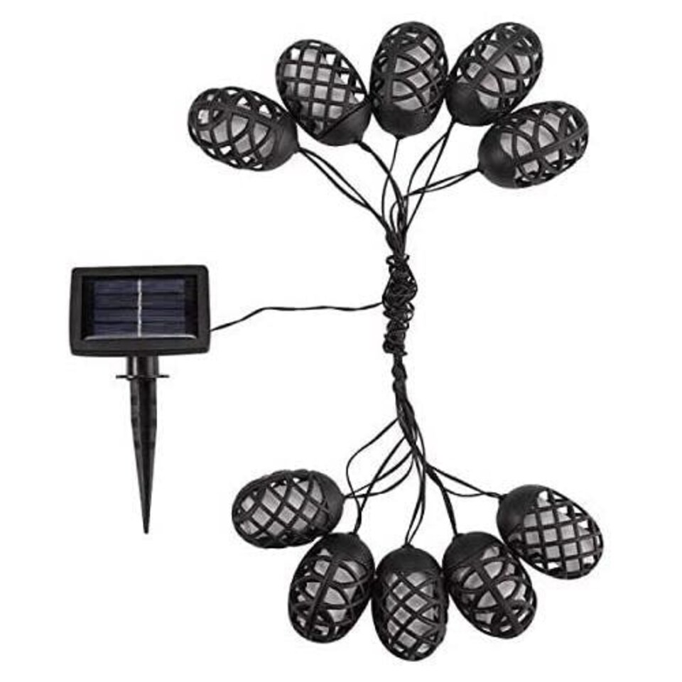 image 1 of Solar Powered 10 Cool Flame String Lights Black
