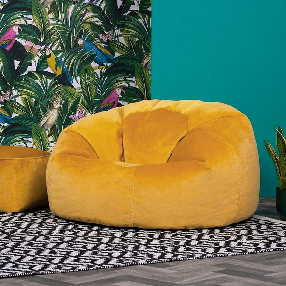 image 1 of icon Aurora Classic Velvet Bean Bag Chair Ochre Yellow Bean Bags Yellow