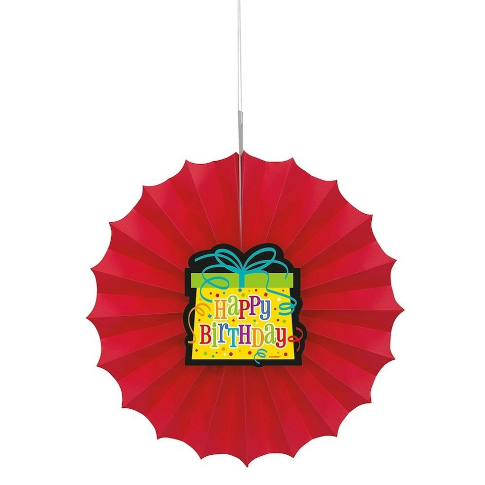 image 1 of Unique Party Tissue Paper Happy Birthday Fan Decoration - Multicoloured - One Size