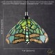 image 6 of Dragonfly Themed Emerald Stained Glass Tiffany Pendant Lighting Shade with Beads | Green | Emerald Green | 1
