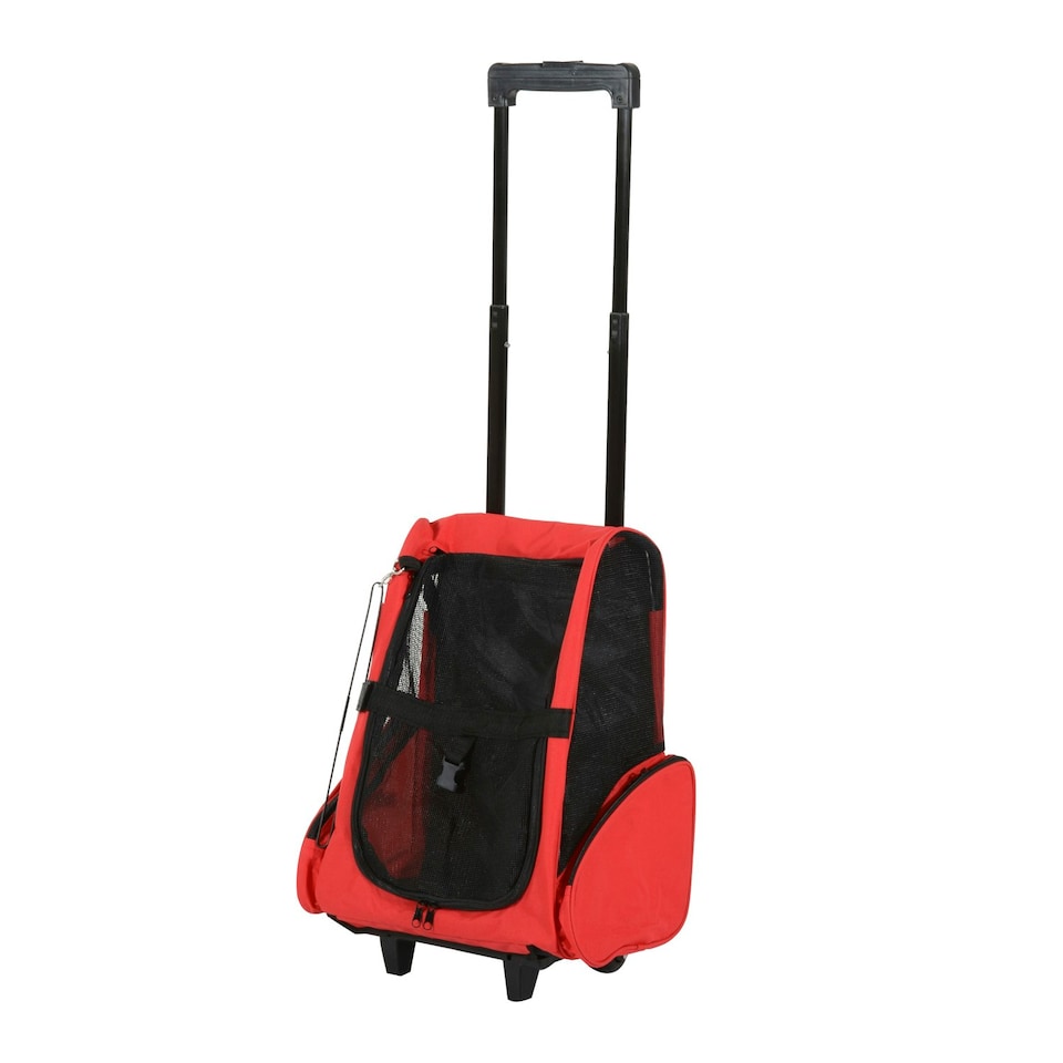 image 1 of PawHut Pet Travel Backpack Bag Cat Puppy Dog Carrier w/ Trolley and Telescopic