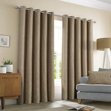 Amberley - Thermal Interlined Chenille Curtains - Eyelet - 100% Polyester (Earth, 90'' x 90'' - 229cm x 229cm (Pair)) | Brown | Brown