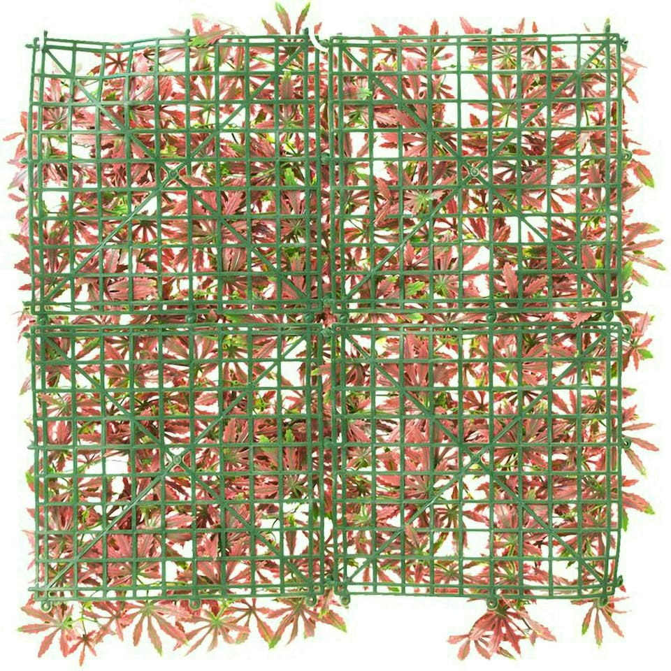 image 1 of Primrose Red Acer Artificial Hedge Garden Patio Panels 50cm x 50cm Set of 2