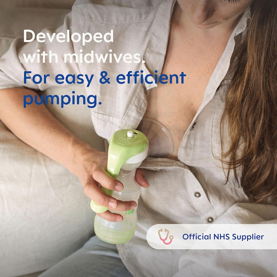 image 1 of MAM Manual Breast Pump With 130ml Bottle Anti-Colic BPA BPS Free