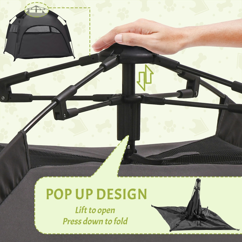 image 1 of PawHut Foldable Dog Cat Tent with Water-Resistant Oxford Cloth, Carry Bag