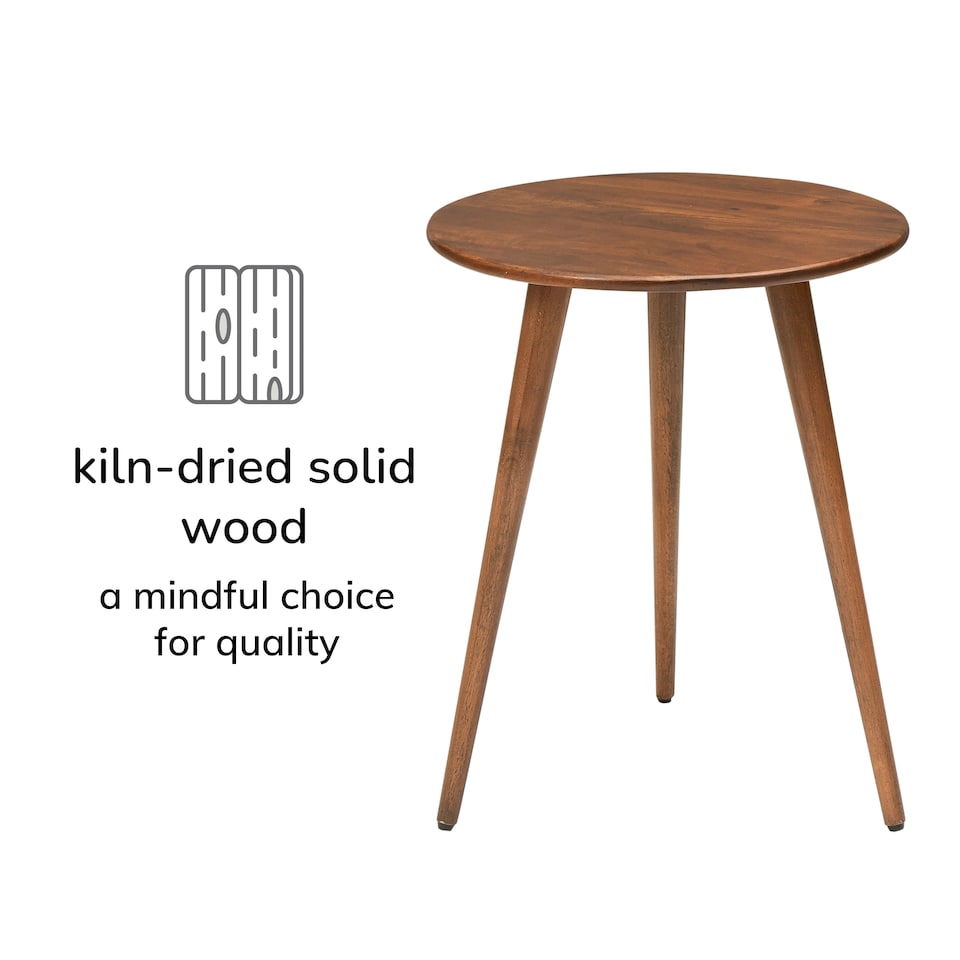 image 1 of Judy Round Solid Mango Wood Side Table with Tripod Legs for Bedroom