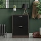 image 4 of Vida Designs 2 Drawer Shoe Cabinet Shoe Rack Storage Cupboard, Walnut & Black