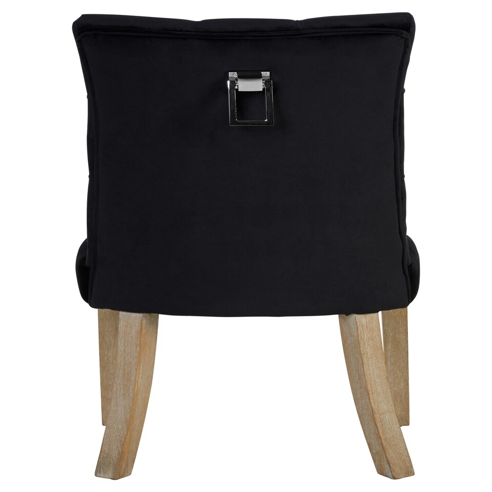 image 1 of Interiors by Premier Black Buttoned Dining Chairs, Velvet Upholstered Dining Chair, Accent Lounge Chair for Living Room