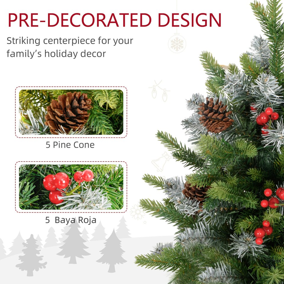 image 1 of HOMCOM 2 Pieces 2' Prelit Artificial Tabletop Christmas Trees, LED Display