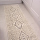 image 2 of KUKOON Grey Cream Diamond Geometric Tufted Pile Runner Rug 60cm x 240cm