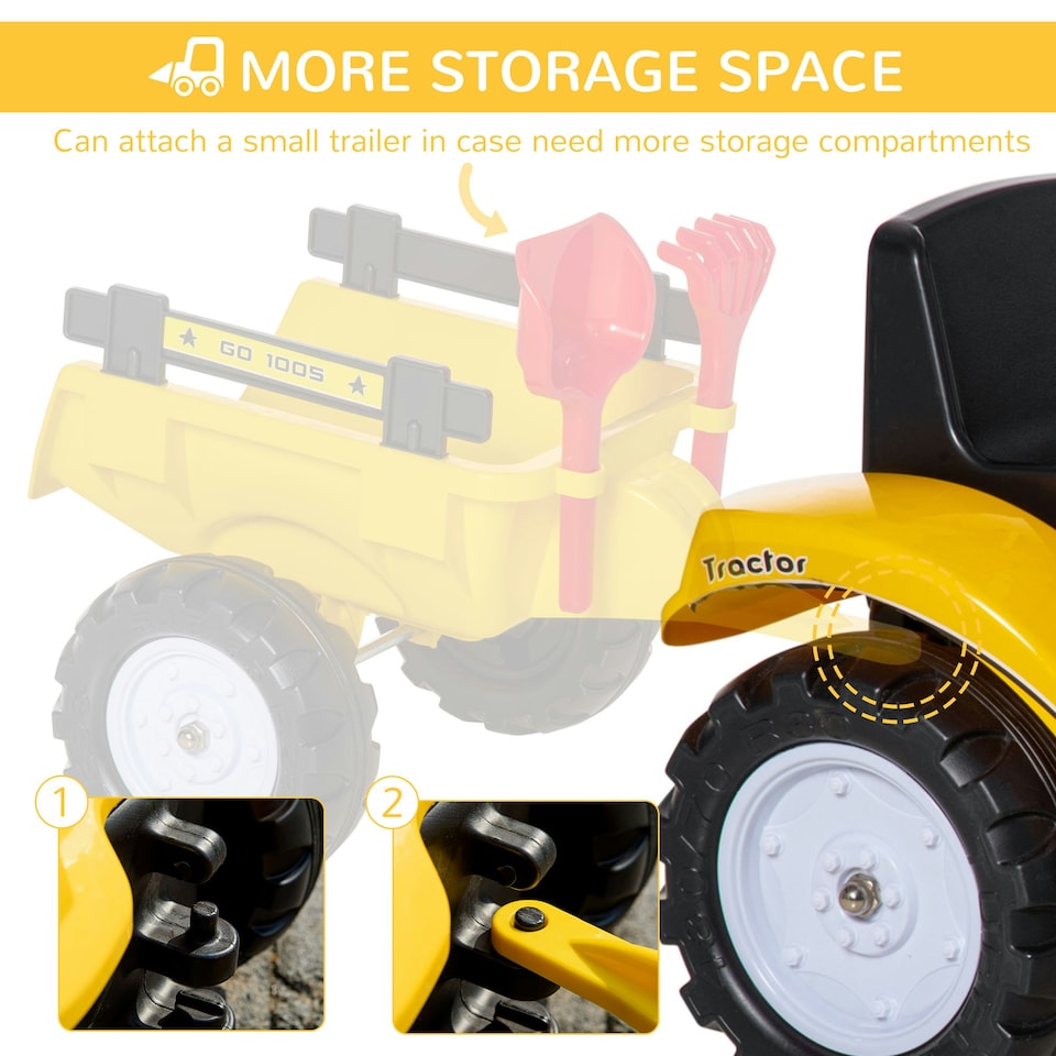image 1 of HOMCOM Ride on Tractor No Power for Kids with Manual Control Bucket