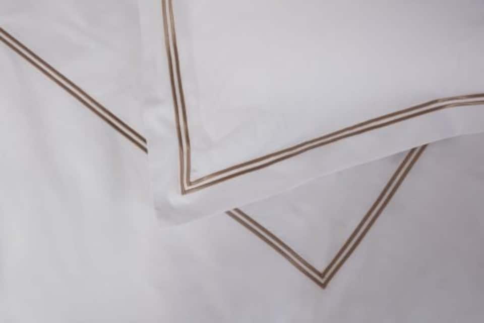 image 1 of Carlton Embroidered Duvet Set Super King Bed Taupe