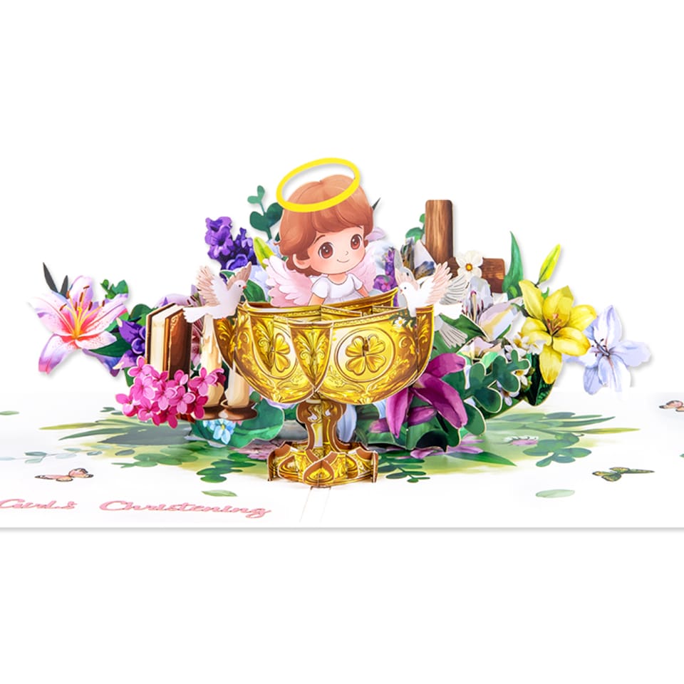 image 1 of Blessed Beginnings Girl’s Baptism 3D Pop Up Christning Card