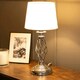image 3 of ValueLights Memphis Pair of Silver Chrome Twist Table Lamps with a Fabric Lampshade Bedside Light - Bulbs Included