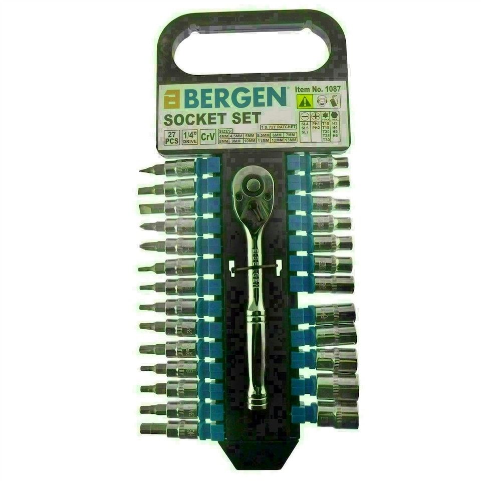 image 1 of 1/4" Drive Metric Sockets And Accessory set 4 - 13mm 27pc Torx / Hex / Bits
