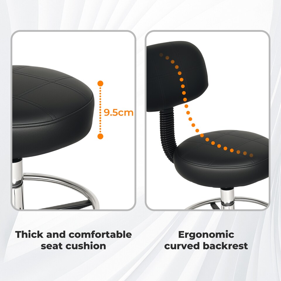 image 1 of Levede Swivel Drafting Chair Low Back Round Rolling Stool Height Adjustable