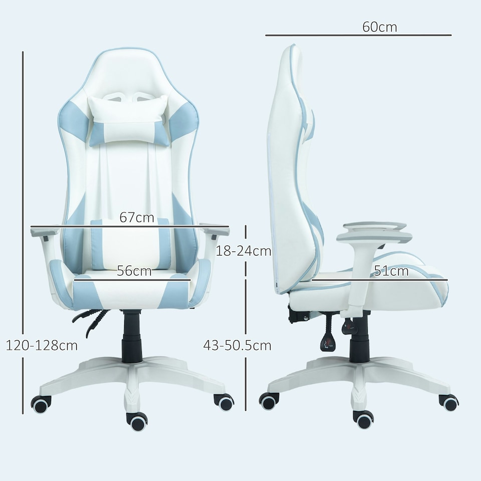 image 1 of HOMCOM Gaming Chair for Adults Faux Leather w/ 3D Armrests